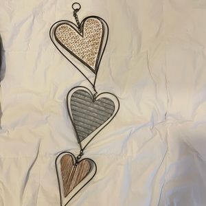 4 heart hanging metal and wood